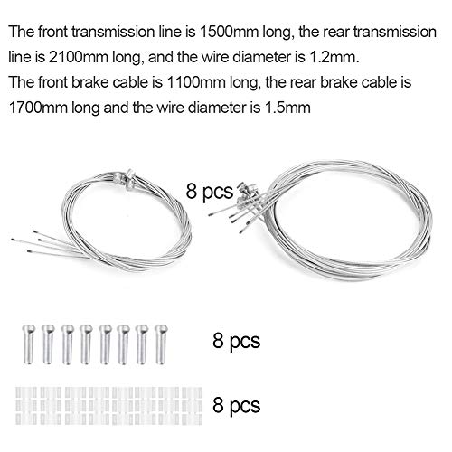 12 Piezas de Cables de Freno de Bicicleta, Cable de Bicicleta de Montaña,Alambre de Cable de Engranaje y Kit de Abrazaderas de Extremos de Cable,para Bicicletas de MTB y Bicicletas de Carretera