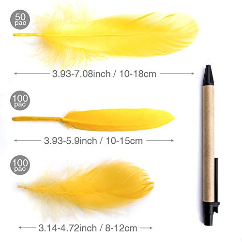 250 plumas naturales de colores llamativos para manualidades y atrapasueños, ideal para bodas, fiestas y decoración (3 tamaños) oro amarillo