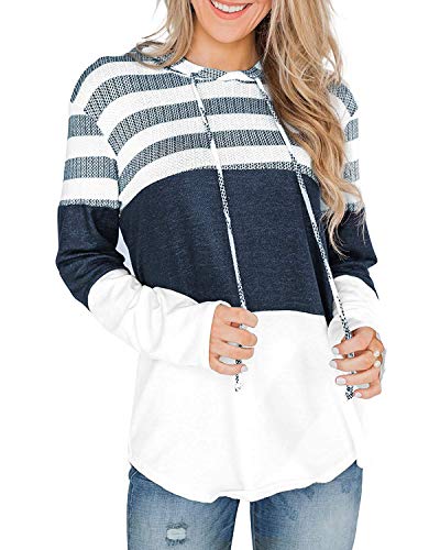 ABYOVRT Mujer Sudadera con Capucha Manga Larga Jerséis Sueltos Sudadera con Estampado la Camiseta Otoño Invierno Mujer Chándal,Z Blanco,M