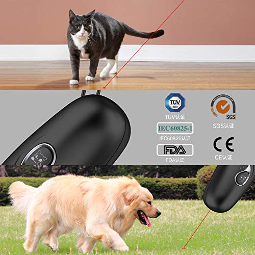 Ahuyentador de Perros,Ahuyentador Perros,Antiladridos con Modo de Doble frecuencia & Batería Recargable Incorporada,Rango Efectivo 17 pies Antiladridos para Perros,Luz Juguetes para Gatos