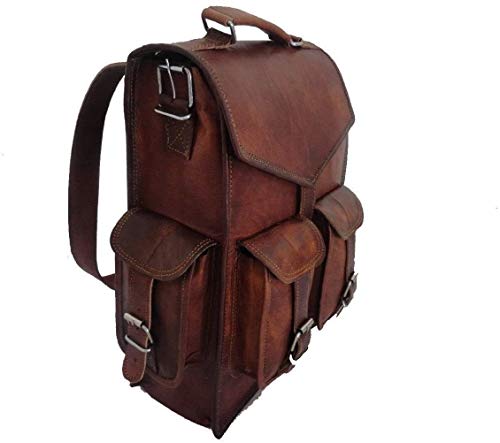 ALASKA EXPORTS - 15"Vintage Cuero para Hombre portátil Mochila Bandolera Bandolera Bandolera para 2 en 1 propósito