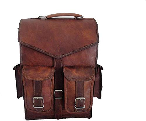 ALASKA EXPORTS - 15"Vintage Cuero para Hombre portátil Mochila Bandolera Bandolera Bandolera para 2 en 1 propósito