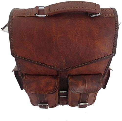 ALASKA EXPORTS - 15"Vintage Cuero para Hombre portátil Mochila Bandolera Bandolera Bandolera para 2 en 1 propósito