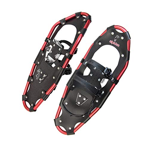 ALPIDEX Raquetas Nieve Aluminio Bolsa Incluida Bastones Aluminio Opcional Hombre Mujer, Color:Black/Red 25