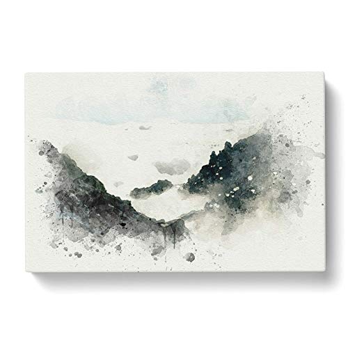 Big Box Art Misty Tatra Mountains in Eslovakia - Lienzo decorativo abstracto (76 x 50 cm), diseño de montañas de Misty Tatra en Eslovaquia, color blanco, gris, oliva, verde, negro