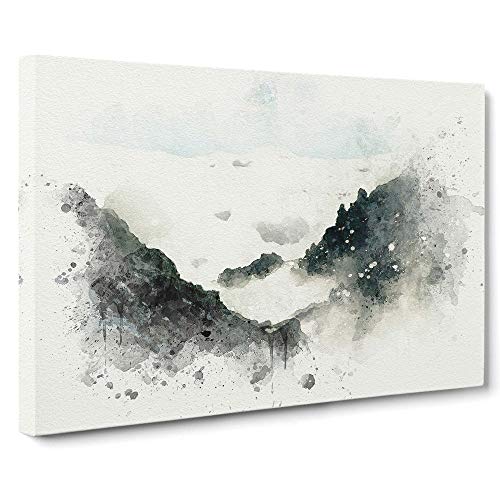 Big Box Art Misty Tatra Mountains in Eslovakia - Lienzo decorativo abstracto (76 x 50 cm), diseño de montañas de Misty Tatra en Eslovaquia, color blanco, gris, oliva, verde, negro