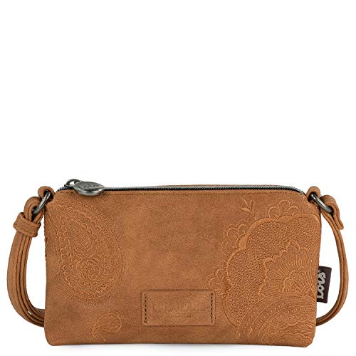 Bolso Bandolera Mujer de Piel Sintética - Bolso Mujer Pequeño Camel - Bolsos de Mujer Bandolera Mini Lois - Bolso Mujer Bandolera para Cartera y Móvil