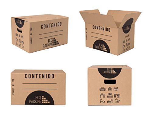 BOXPACKING | Cajas de Cartón para Mudanzas y Almacenaje | Cajas Mudanza 43x30x25 cm | Cajas Cartón Mudanza con Asas | Pack 20 cajas