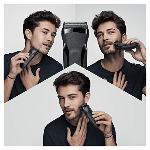 Braun Series 3 Afeitadora Eléctrica Hombre 3 en 1 Shave&Style, Máquina de Afeitar Barba con Recortadora de Precisión, 5 Peines, 300 BT, Negro