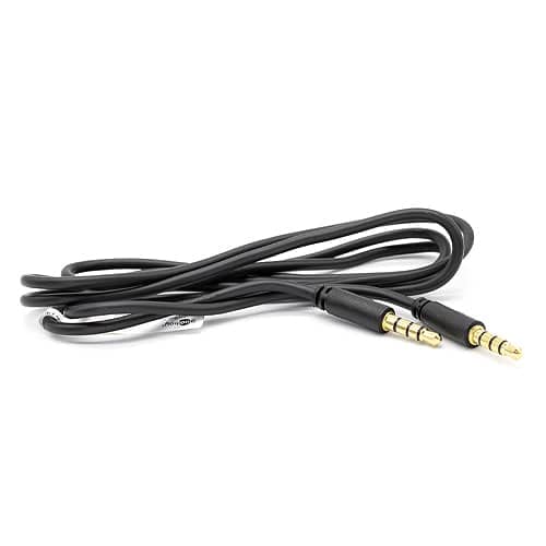 Cable de Audio Estereo Jack 3.5 Macho-Macho 4 Pin (0.50 Metros, Negro)