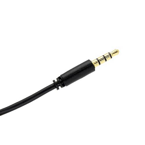 Cable de Audio Estereo Jack 3.5 Macho-Macho 4 Pin (0.50 Metros, Negro)