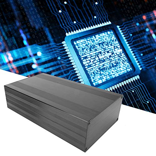 Caja de enfriamiento de aluminio Heavy Duty Sandblasting Circuit Board Instrument Split Type Enclosure Caja electrónica Sólida para amplificador GPS (250 mm de longitud)