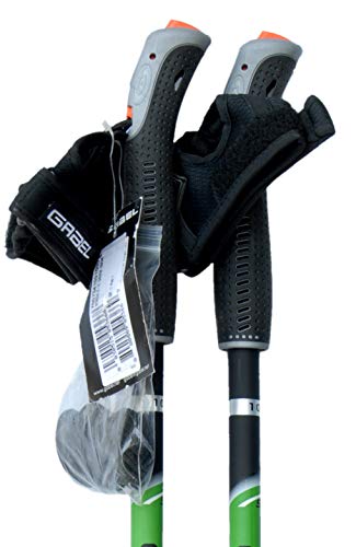 CCB Bastones – Bastones Nordic Walking Gabel de aleación de aluminio, longitud fija y liberación rápida de los guantes. Fabricado en Italia. Mod. Stride Green100-X-2-OF 1 pos1