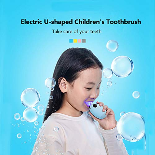 Cepillo de dientes automático ultrasónico manos libres, cepillo de dientes eléctrico sónico para niños en forma de U, 3 modos, IPX7 a prueba de agua, para niños pequeños de 2 a 15 años