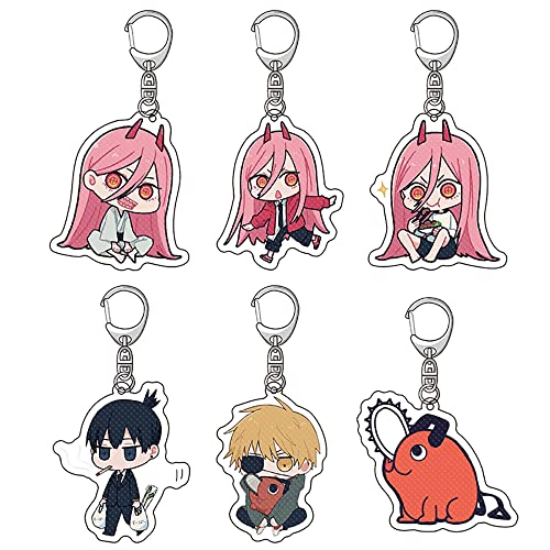 Chainsaw Man Llavero, Makima Pochita Hayakawa AKI Power Anime Llavero de Dibujos Acrílico Transparente Accesorios Unisex Dibujos Animados Colgante Regalo 6 Piezas 6cm