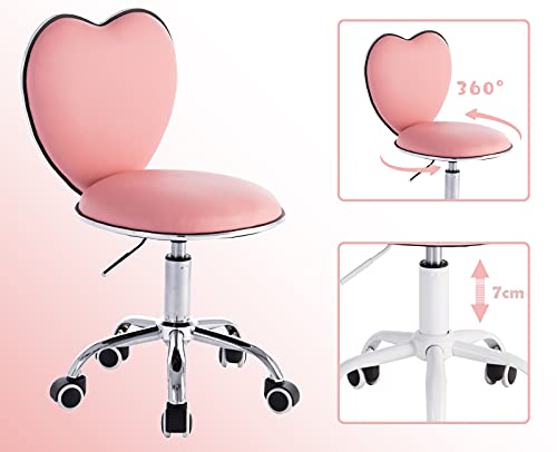 chairus Silla de Escritorio Giratoria con Altura Ajustable Juvenil Silla de Estudio Sin Brazos Respaldo con Lentejuelas Cambian (Pink)