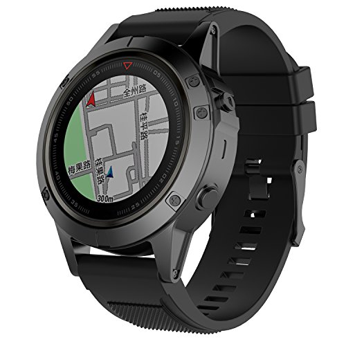 Compatible con Garmin Fenix 6X, correa de repuesto de silicona para Garmin Fenix 6X/6X Pro, Fenix 5X/5X Plus, ajuste rápido (26 mm negro)