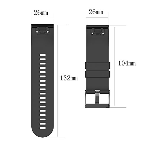 Compatible con Garmin Fenix 6X, correa de repuesto de silicona para Garmin Fenix 6X/6X Pro, Fenix 5X/5X Plus, ajuste rápido (26 mm negro)