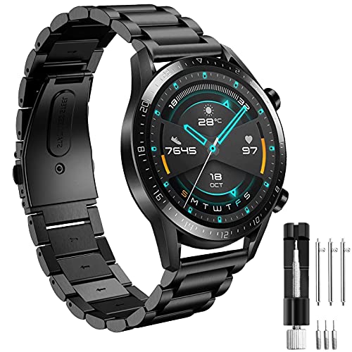 Correa per Amazfit Stratos Correas, 22mm Pulsera de Metal de Acero Inoxidable para Amazfit Pace/Amazfit Stratos/2/2S/Amazfit GTR 47mm/Amazfit GTR 2/GTR 2e/Huawei GT 2 46mm/Galaxy Watch 3 45mm/Gear S3