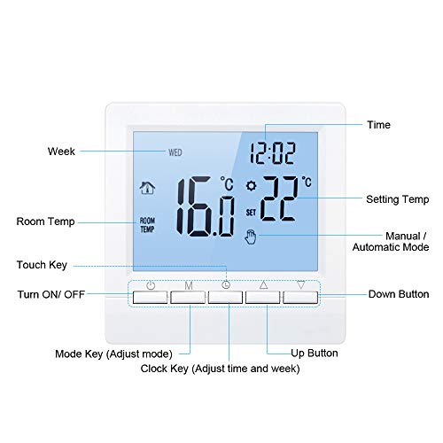 Decdeal Termostato Inteligente WiFi / No WiFi Controlador Digital de Temperatura Pantalla LCD Táctil, Semana Programable Termostato de Calefacción de Piso Eléctrico Corriente de Max. carga 16A