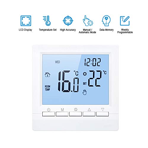 Decdeal Termostato Inteligente WiFi / No WiFi Controlador Digital de Temperatura Pantalla LCD Táctil, Semana Programable Termostato de Calefacción de Piso Eléctrico Corriente de Max. carga 16A