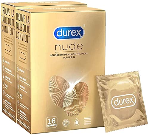 Durex – Preservativos Nude – Sensación de piel contra la piel – 32 preservativos extra finos