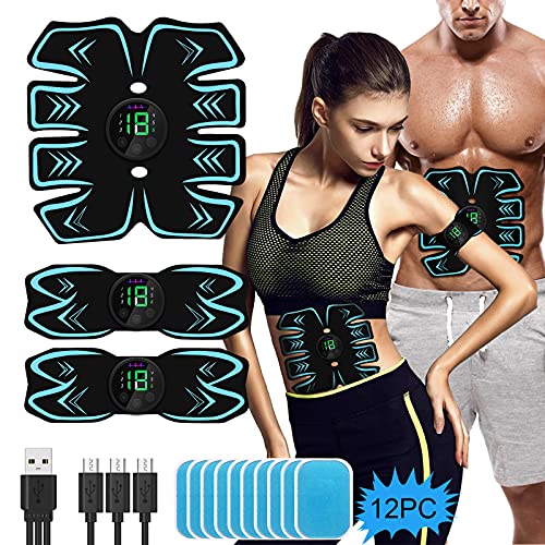 Electroestimulador Muscular Abdominales, EMS Estimulación USB Recargable ABS Trainer para Abdomen/Brazo/Piernas/Cintura