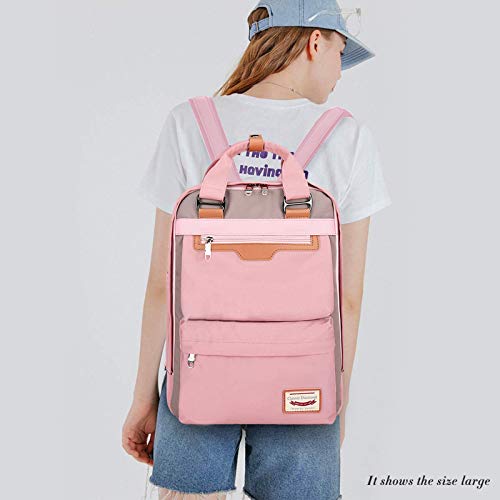 FANDARE Mujer Mochila Casual Bolso Escolar Niñas Backpack Bolsos de Mano para 14 Inch Portátil Daypack Negocio Viajes Colegio Trabajo Compras Impermeable Mochila Rosado