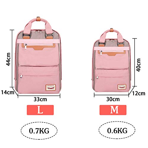 FANDARE Mujer Mochila Casual Bolso Escolar Niñas Backpack Bolsos de Mano para 14 Inch Portátil Daypack Negocio Viajes Colegio Trabajo Compras Impermeable Mochila Rosado