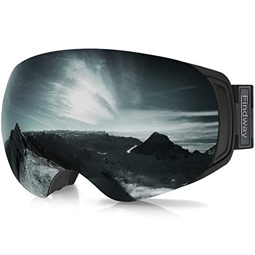 findway Gafas de Esquí, Gafas Esqui Snowboard Nieve para Hombre Mujer OTG, Anti Niebla Gafas de Esquiar Protección UV Gafas de Ventisca,Magnéticos Esférica Lentes Interchangeable Spherical Lens OTG