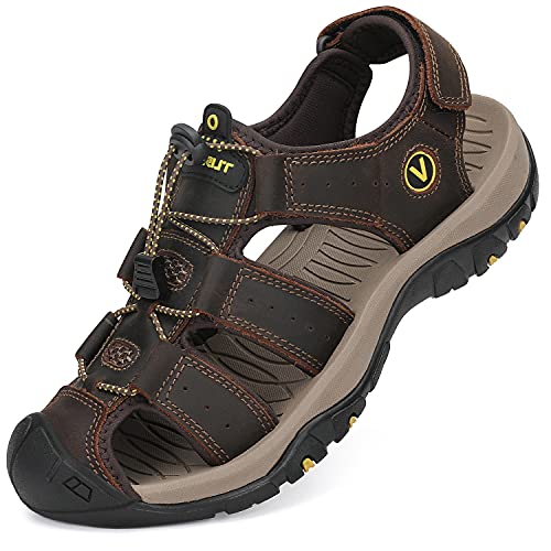 Flarut Sandalias Deportivas Hombres Verano Exterior Senderismo Zapatos Trekking Casual Zapatos de Montaña Cuero Sandalias de Playa