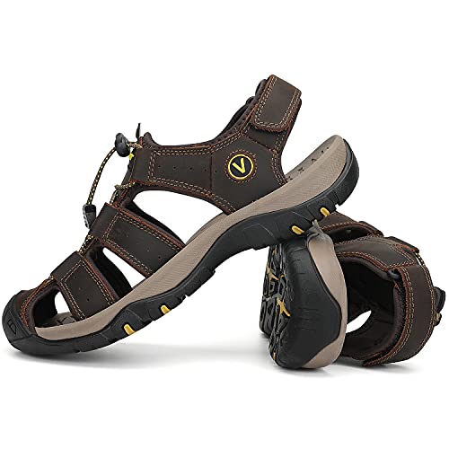 Flarut Sandalias Deportivas Hombres Verano Exterior Senderismo Zapatos Trekking Casual Zapatos de Montaña Cuero Sandalias de Playa