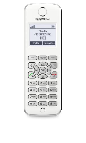 Fritz Fon m² International Teléfono inalámbrico DECT, Pantalla Monocroma, Enviar y Recibir Mail, Noticias RSS, Radio por Internet, Compatible con FRITZBox con Base DECT, menú en Español, Blanco