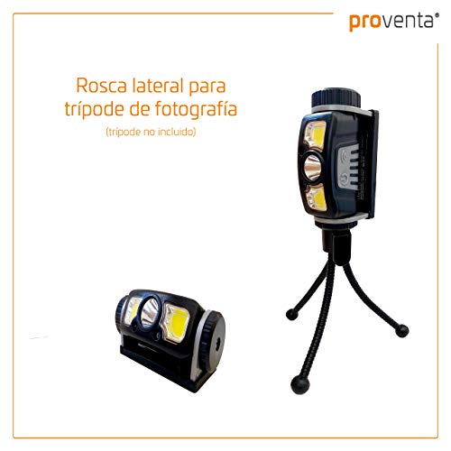 Frontal LED XPG-COB recargable IP54. Cabezal magnético independiente orientable. Control por sensor de gesto. Luz 3 modos (400 lm-250 lm-200 lm). Batería Li-Ion hasta 6.5h. Cable de carga USB incl.