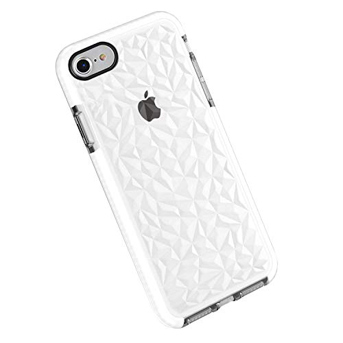 Funda iPhone 8/7, Carcasa Silicona Transparente Protector TPU Airbag Anti-Choque Ultra-Delgado Anti-arañazos Case 3D Modelo Geométrico de Diamante Funda (iPhone 8/7, Blanco)