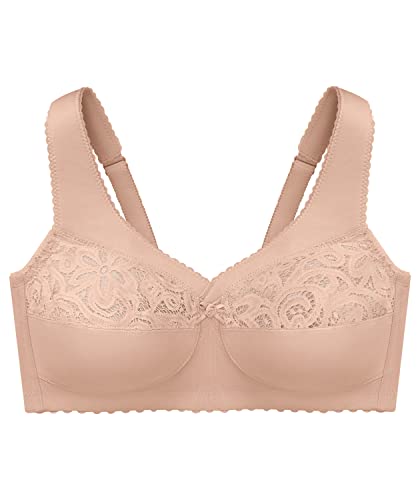 Glamorise Cotton Support Bra Sujetador con Copa Completa, Beige (Café), 130G (Talla del fabricante: 56F) para Mujer