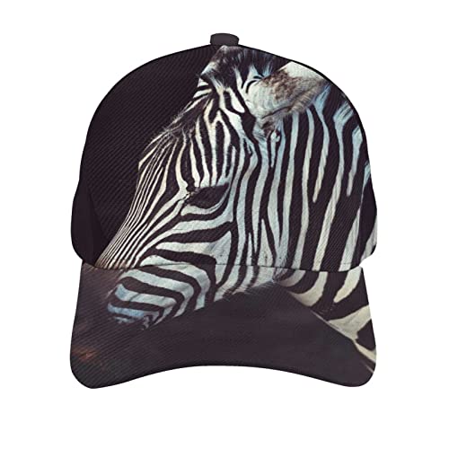 Gorra de béisbol con estampado de cebra animal para hombres y mujeres sombrero ajustable - Unisex Four Seasons Sun Hat Negro