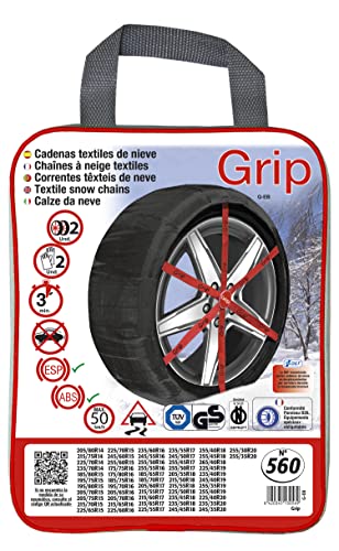 Grip - Cadenas de nieve textil, talla Nº 560, set 2 uds, guantes incluidos