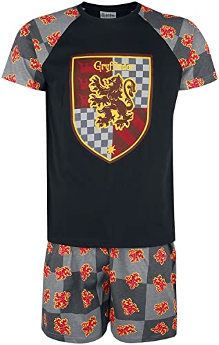 HARRY POTTER Gryffindor - Crest Hombre Pijama Negro/Gris M, 100% algodón,