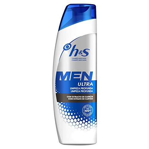 Head & Shoulders Men Ultra Limpieza Profunda Champú Anticaspa 300 ml, con carbón para un pelo y un cuero cabelludo limpios