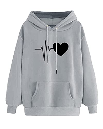 heekpek Sudadera con Capucha para Mujer Moda Estampada de Manga Larga Sudadera con Bolsillo Hoodie Informal Tops de Forro Polar Chaqueta de Invierno