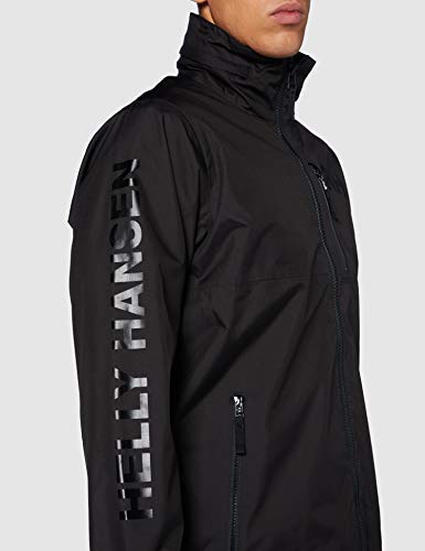 Helly Hansen Active Hooded Waterproof Breathable Midlayer Jacket Abrigo de Vestir, 990 Black, L para Hombre