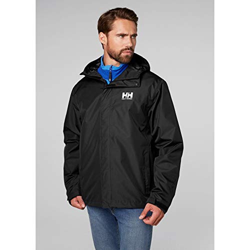 Helly Hansen Seven J Chaqueta Impermeable con Forro de Secado rápido, Cortaviento y Transpirable para Hombre y para Uso Diario, Negro, S