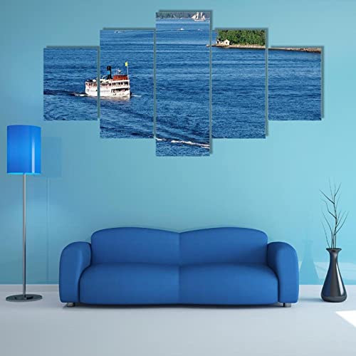 HHGJJ Cuadro en Lienzo,Imagen impresión,Pintura decoración,Cuadro Moderno en Lienzo 5 Piezas XXL,150x80cm,Archipiélago de Estocolmo murales Pared hogar Decor