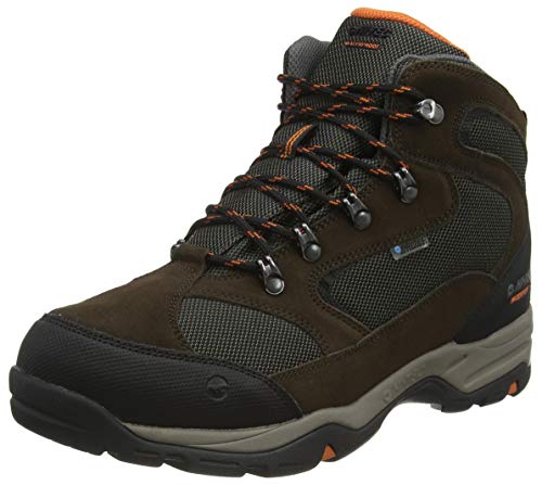 Hi-Tec Storm WP Wide, Zapatillas para Caminar Hombre, Chocolate Dk/Taupe Dk/Naranja Quemada, 41 EU