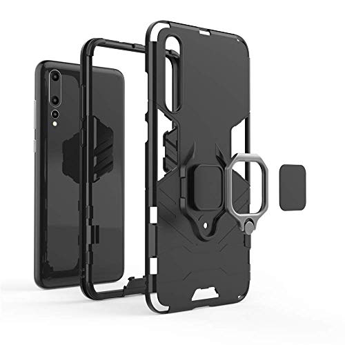 Huawei P20 Pro Funda, CHcase 2in1 Armadura Combinación A Prueba de Choques Heavy Duty Escudo Cáscara Dura PC + TPU con Soporte Magnetic Car Mount Case Cover para Huawei P20 Pro -Black Plus Gray