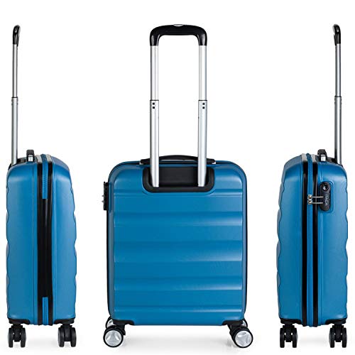 ITACA - Maleta Cabina Avion Pequeña Rígida ABS de Viaje con 4 Ruedas Hombre Mujer 55x40x20 cm. Trolley Equipaje de Mano de Marca ITACA. Práctica y Ligera. Candado con Combinación. T71650, Color Azul