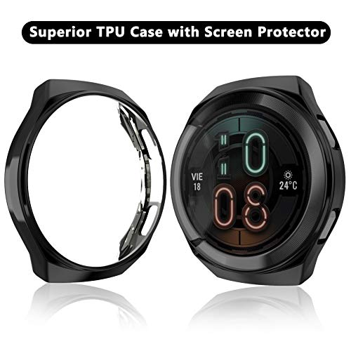 Jvchengxi Protector de Pantalla para Huawei Watch GT 2e, (2 Pack) De TPU Suave Resistente a Los ArañAzos a Prueba de ArañAzos Carcasa Protector para Huawei GT 2e (Negro/Claro)