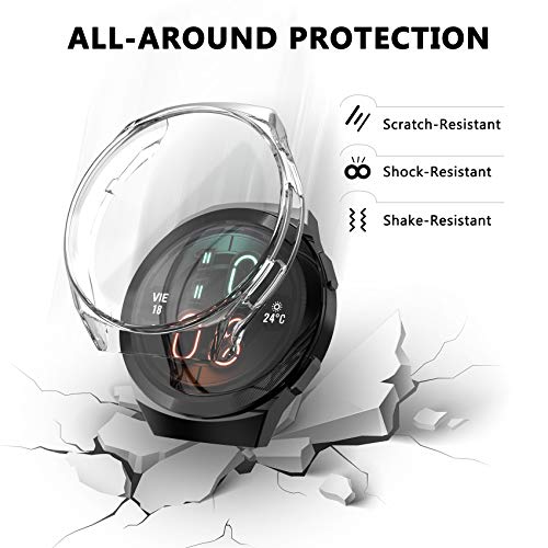 Jvchengxi Protector de Pantalla para Huawei Watch GT 2e, (2 Pack) De TPU Suave Resistente a Los ArañAzos a Prueba de ArañAzos Carcasa Protector para Huawei GT 2e (Negro/Claro)