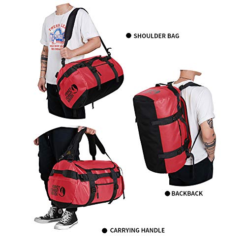 KALIDI Bolsa de Deporte, Resistente al Agua para Camping, Senderismo, Viajes, Gimnasio (Rojo, 50L)